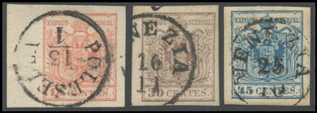 Lombardy - Venetia, 1850, lot composed of 15c., 30c and 45c. Some pairs,...