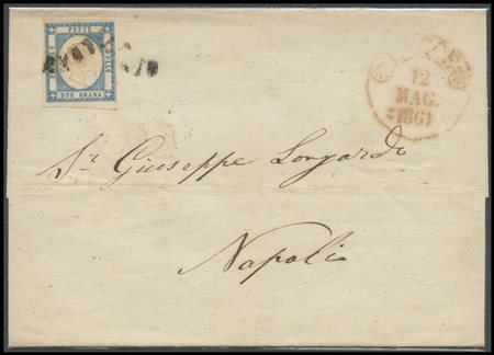 Neapolitan Provinces, 12.05.1861, Letter from Lecce to Naples posted with a...
