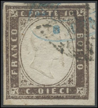 Sardinia, 1859, 10c. N.14Ab Purplish brown, used.