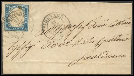 Sardinia, 11.04.1857, Letter from Vigevano to Sartirana posted with a 20c....