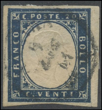 Sardinia, 1861, 20c. Dark Ultramarine Cobalt N.15Di. (A-) (Cert.Cardillo)