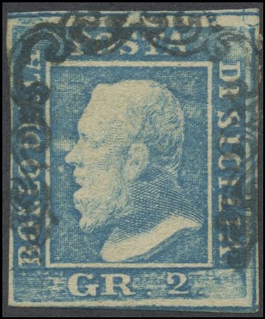 Sicily, 1859, 2gr. light blue N.6g, used (A+) (Sorani)