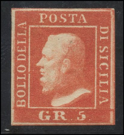 Sicily, 1859, 5gr. N.11a, bright vermillion of a particularly rich and...