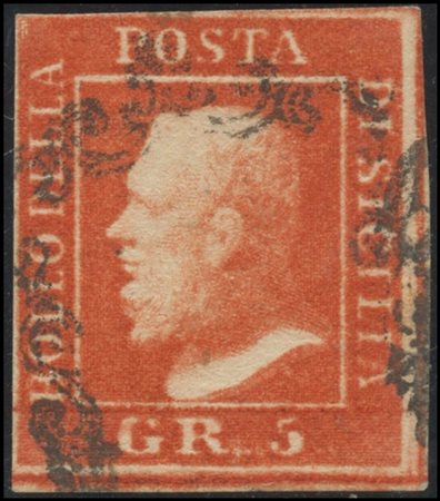 Sicily, 1859, 5gr Bright vermillion N.11a, used (A) (Cert. F.Taormina)