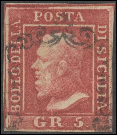 Sicily, 5gr N.9 Carmine pink. (A+) (Colla. E.Diena)