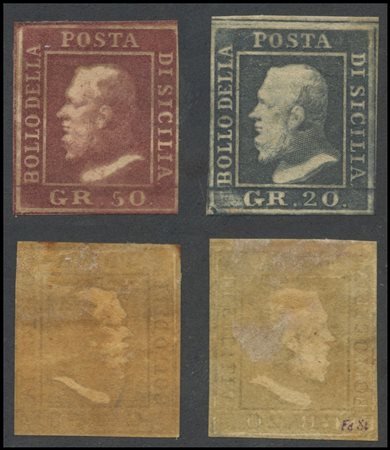 Sicily, 1859, 20gr e 50gr. Both oily prints. New and gummed. (MH)