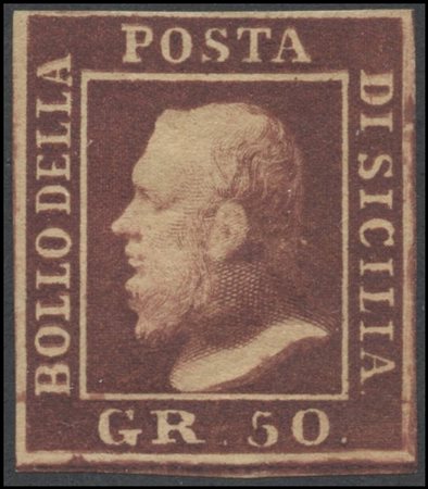 Sicily, 1859, 50gr. Purplish tawny varnish. New and gummed. (MH) (A) (Cert....