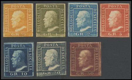 Sicily, 1859, series (N. 2,5,6,11,12,13,14) All signed and high-quality. MH.