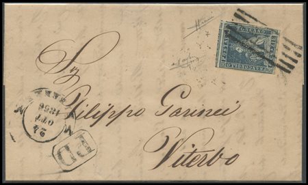 Tuscany, 24.10.1856, Letter from Florence to Viterbo posted with a 6cr. N.7...