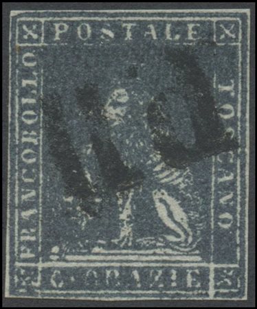 Tuscany, 1851, 6cr. N. 7f Dark Grey on Grey, used (A)