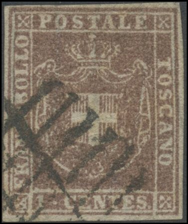 Tuscany, 1860, 1c. N.17b Tawny lilac, used. (chiaro). (A+)