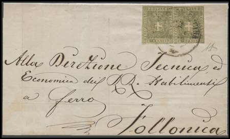 Tuscany, 1860, Letter from Fitto di Cecina to Follonica posted with a pair of...