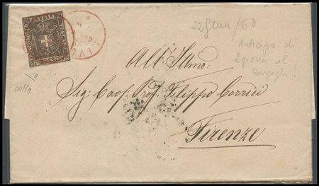 Tuscany, 22.01.1860, Letter from Livorno to Florence posted with a 10c. N.19...