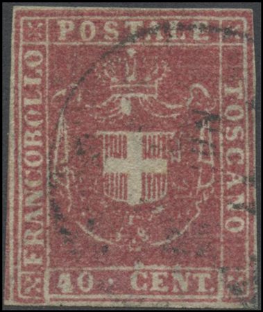 Tuscany, 1860, 40c. N.21 Carmine, used. (A)