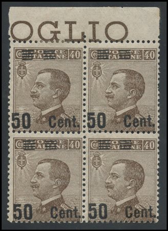 Kingdom, 1923, N.139n 50c. on 40c. Tawny with overprint shifted horizontally...