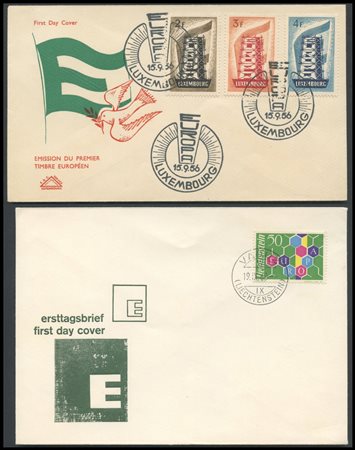 Europe, 1956/57 Commemorative omnibus on FDC + Liechnstein 1960.