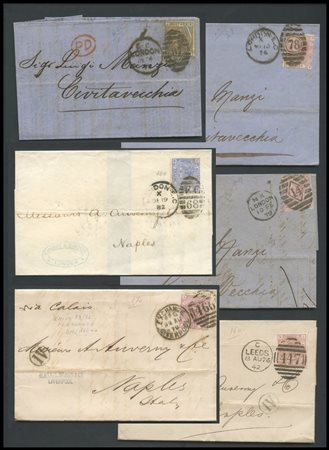 Great Britain, 1875, noteworthy lot of 6 letters addressed to Italy which...