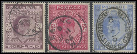 Great Britain, 1902, N.118/120 used. Some flaws are present, but the items...