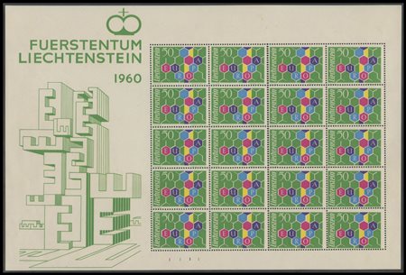 Liechtenstein, 1960, Sheetlet Europe MF .355 new. High-quality. MNH.