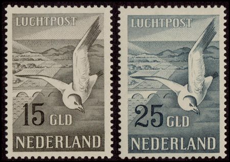 Netherlands, 1951, Airmail N.12/13 new, MH. Cert. Raybaudi.