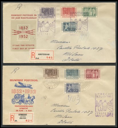 Netherlands, 1952, N.574/577 and 578/581 on two letters with special...