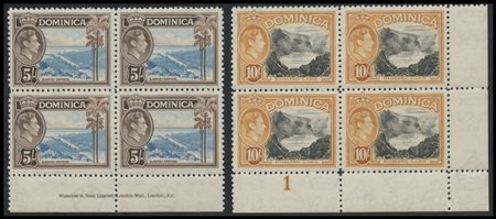 British Commonwealth, Dominica, 1938. N.99/108a in blocks of four MNH, almost...