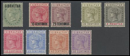 British Commonwealth, Gibraltar, 1885. Small collection of early issues....