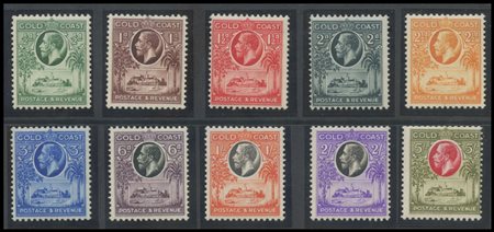 British Commonwealth, Gold Coast, 1921 N.103/112. High-quality, MNH.