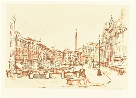 Moffri PIAZZA NAVONA - ROMA stampa su carta da Reader's Digest, cm 32x44...