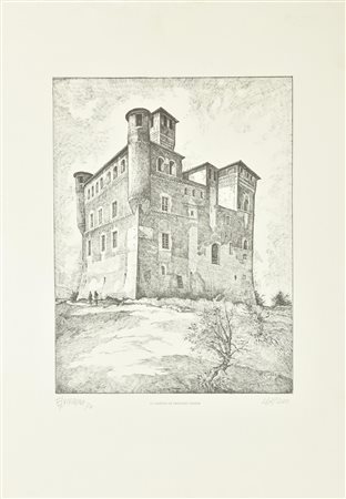 E. Lucarini IL CASTELLO DI GRINZANE CAVOUR stampa su carta, cm 55,5x38; es....