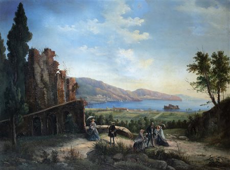 Salvatore Fergola (Napoli 1799-1874)  - Gita ai Campi Flegrei