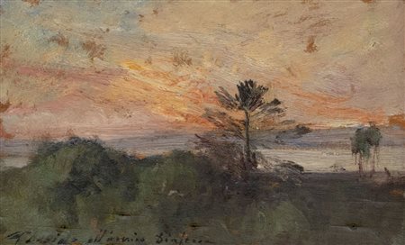 Errico  Placido (Napoli 1909-Portici 1983)  - Paesaggio al tramonto