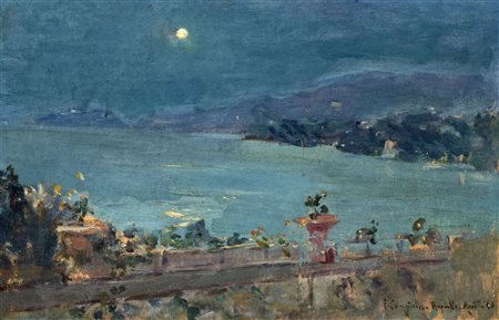 Francesco  Cangiullo (Napoli  1888-Livorno  1977)  - Rapallo, notturno da una terrazza sul mare, 1946