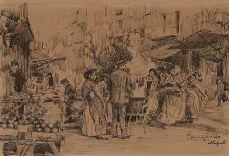 Francesco  Cangiullo (Napoli  1888-Livorno  1977)  - Napoli, scena di mercato