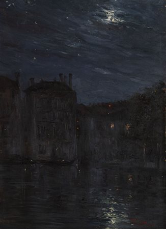 Fulvio Tessitore (Napoli 1870-1933)  - Notturno a Venezia