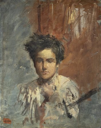 Scuola napoletana seconda metà del XIX secolo - Ritratto di fanciullo con camicia bianca, 1881