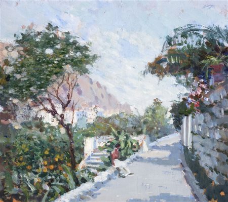 Attribuito a Francesco Cangiullo (Napoli 1888-Livorno 1977) - Stradina di Capri