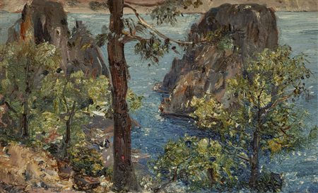 Guido Casciaro (Napoli 1900-1963)  - Capri, i Faraglioni visti da Punta Tragara, 1946