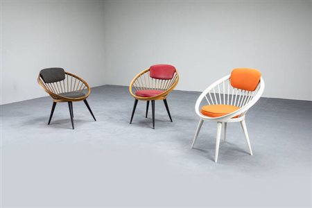 YNGVE EKSTROM<BR>Tre sedie mod. Circle Chair