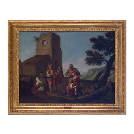 Paolo Monaldi (Roma 1710 – dopo il 1779), Scena popolare con suonatori 1768