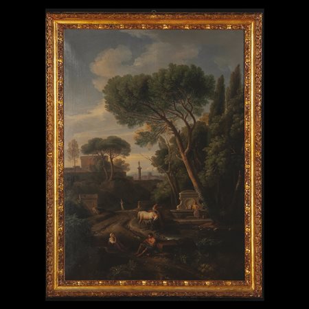 Jan Frans van Bloemen detto l’Orizzonte (Anversa, 1662 – Roma, 1749) Paesaggio con veduta romana