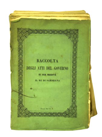 RACCOLTA DEGLI ATTI DEL GOVERNO DI SUA MAESTA' IL RE DI SARDEGNA dal 23...