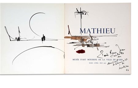 GEORGES MATHIEU, Dessin dédicacé à René Jean Caillette, 1963