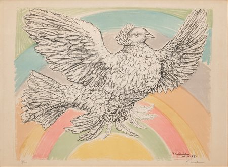 PABLO PICASSO, Colombe volant (à l'Arc-en-ciel), 1952