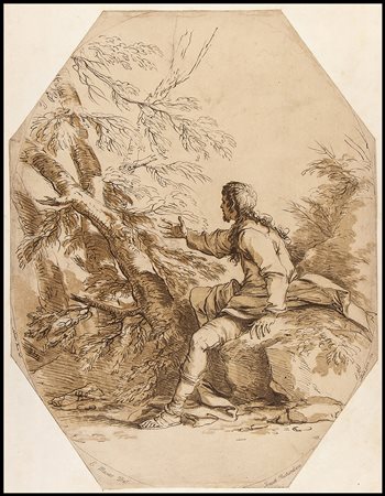 Arthur Pond (1701-1758) da Salvator Rosa (1615-1673): UN GIOVANE UOMO SEDUTO, 1735