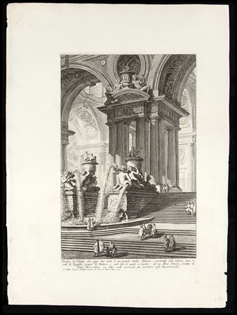 Giovanni Battista Piranesi (1720-1778): GRUPPO DI COLONNE, CHE REGGE DUE ARCHI D'UN GRANDE CORTILE