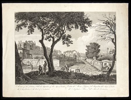 Carlo Labruzzi (1748-1817): A VIEW OF THE PALATINE HILL, THE AQUEDUCT OF THE ACQUA CLAUDIA THE AMPITHEATRE…