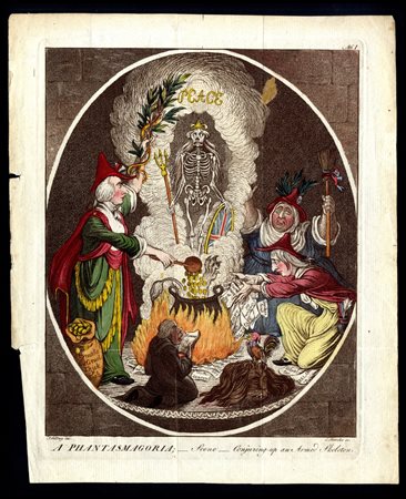 James Gillray (1756-1815): A PHANTASMAGORIA; -SCENE- CONJURING-UP AN ARMED SKELETON