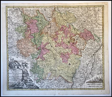 Matthaus Seutter (1678-1756): MAPPA GEOGRAPHICA DUCATUS LOTHARINGIAE ET BARR UT ET EPISCOPATUUM METENS. TULLENS. VERDUNENS. TERRITORIA