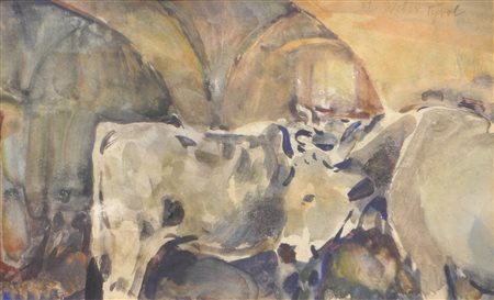 Hans Josef Weber-Tyrol (Schwaz 1874 - Meran/Merano 1957) Mucche in stalla...